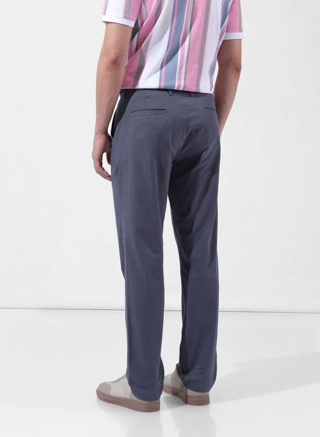 The Indian Garage Co Men Regular Fit Solid Side Pocket Mid-Rise Chinos